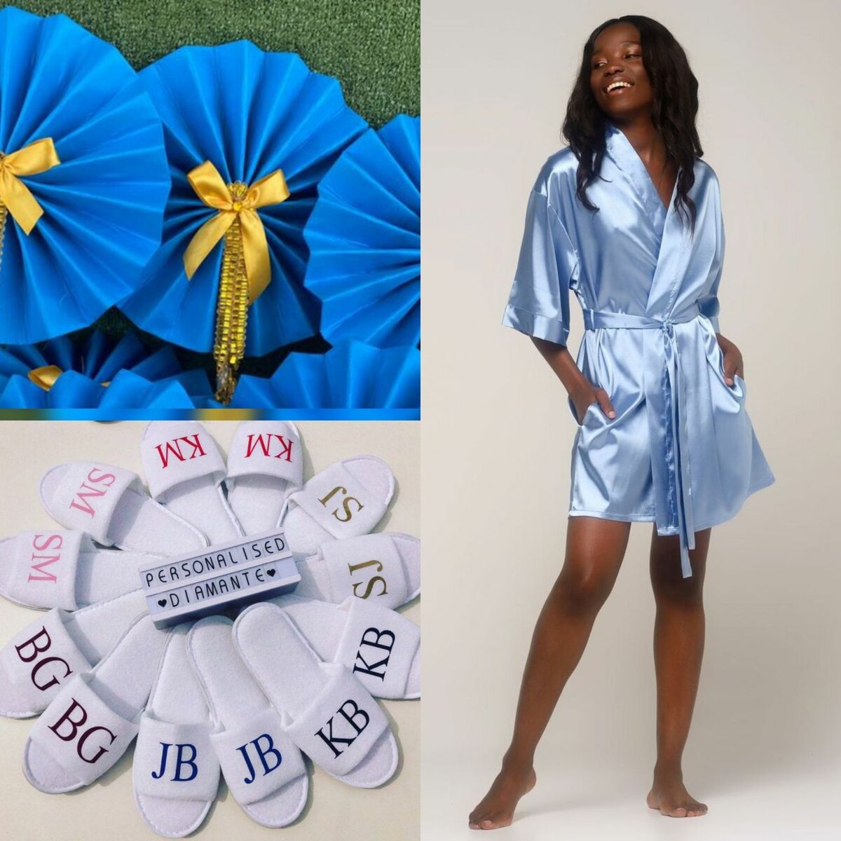 Customised robe, slipper & fan. Fan and robe in any colour