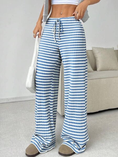 Pantalon large rayé femme