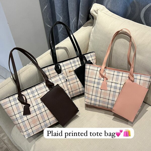 Sac cabas à carreaux stylé