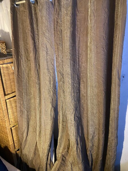 Rideaux en lin beige et marron