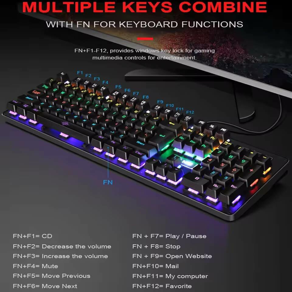 Clavier de jeu filaire rétroéclairé avec souris filaire