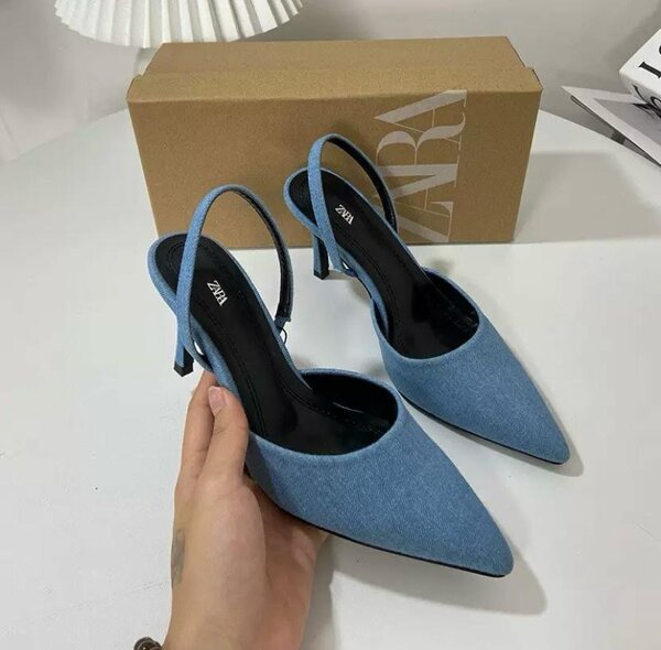 Denim heels