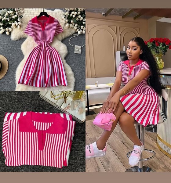 Robe rayée élégante femme