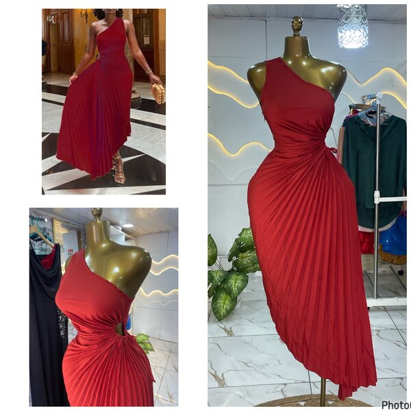 Robe Longue Asymétrique Rouge