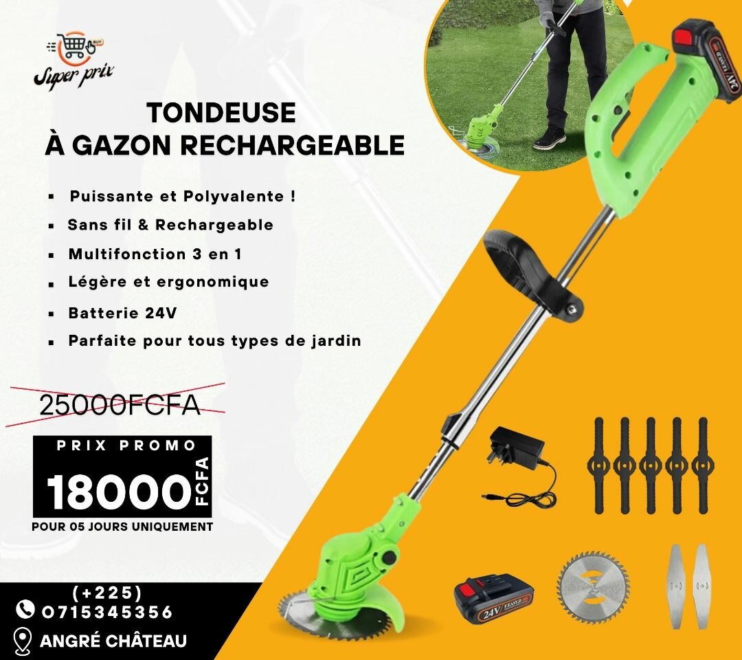 Tondeuse à Gazon Rechargeable