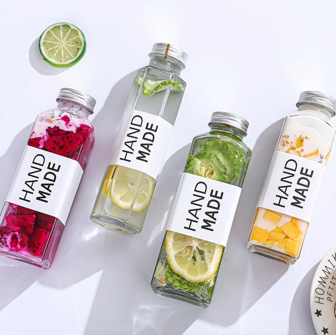 glass juice bottles