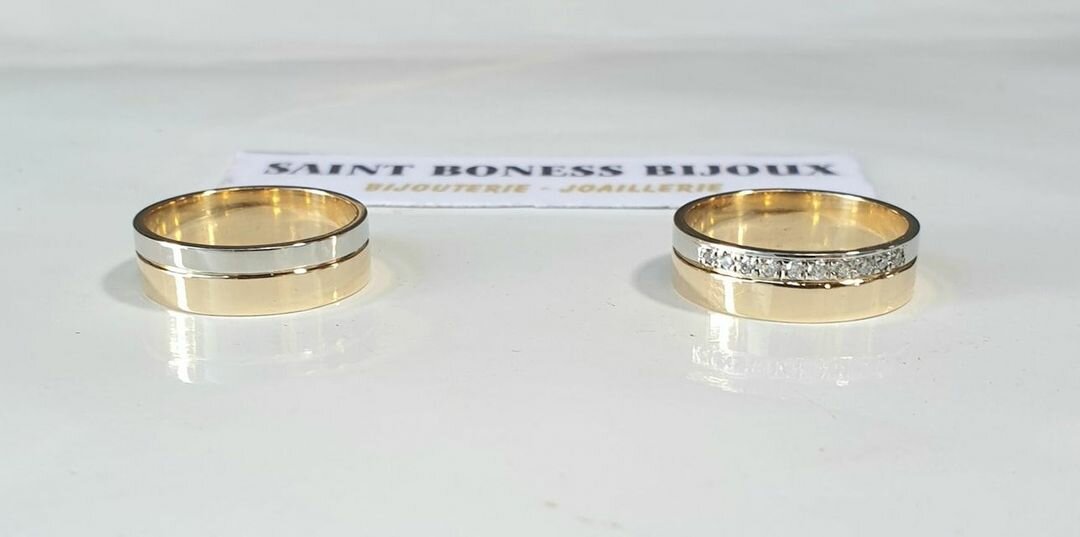 Bague alliance deux or (Or jaune Or blanc) 18k