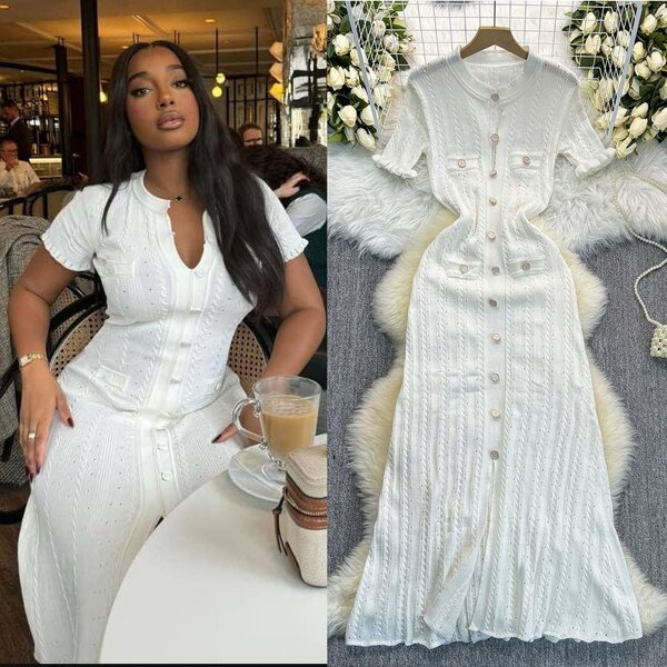 Robe Longue Tricotée Élégante