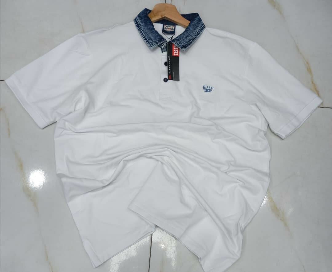 Polo coton à colle jeans blanc