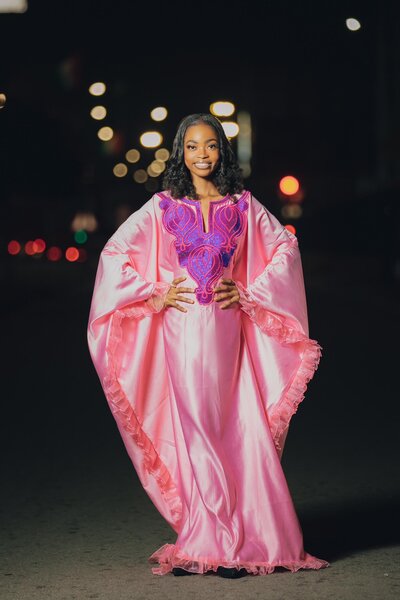 Robe Caftan Rose Élégant
