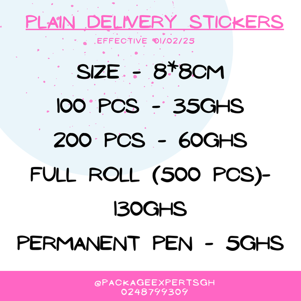 Plain delivery stickers 8*8cm