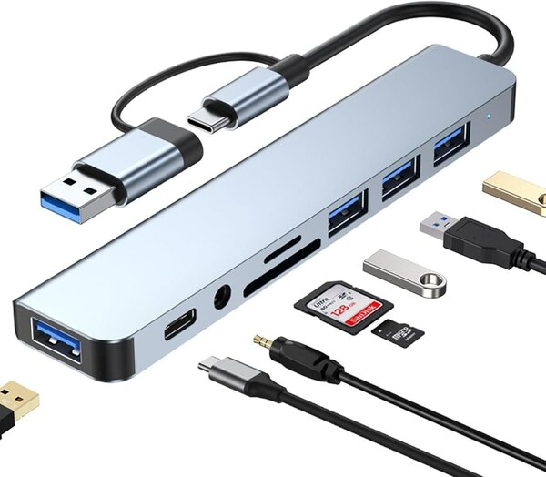 Hub 8 en 1, type C et USB
