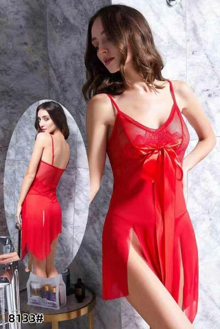 Nuisette rouge dentelle sexy