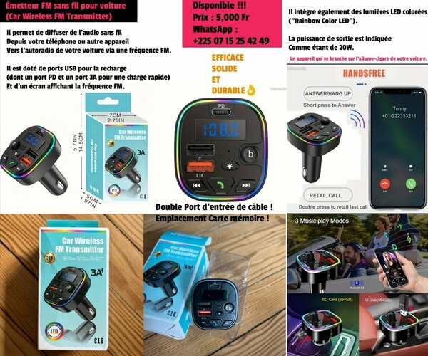 Transmetteur FM Bluetooth Voiture