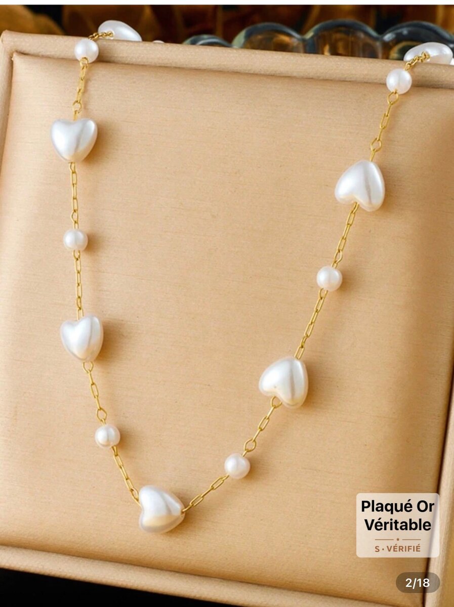 Bracelet en perles cœur doré