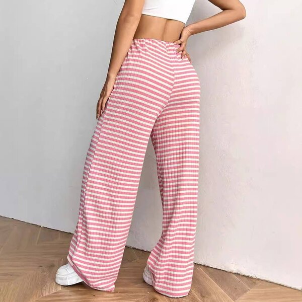 Pantalon large rayé femme