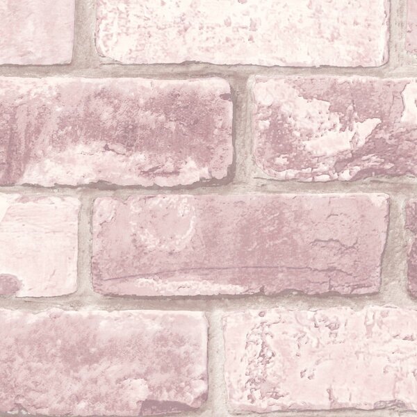 Papier Peint Design Brique Rose