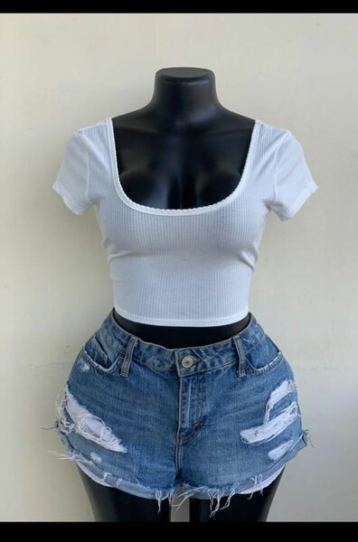 T-shirt court femme blanc