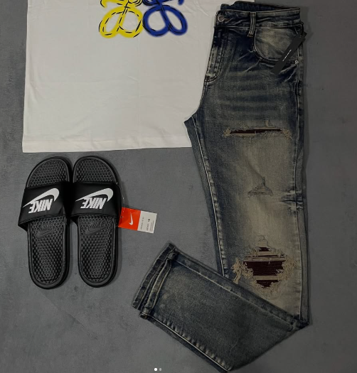 grey men's jeans