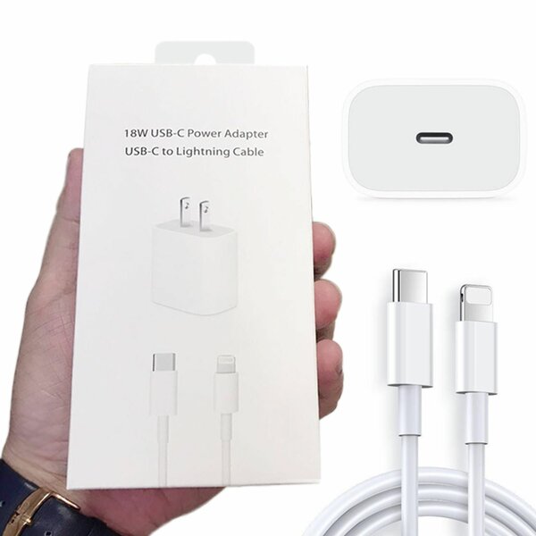 Two pin charger head-20W & type-C to Lightning Cord-white