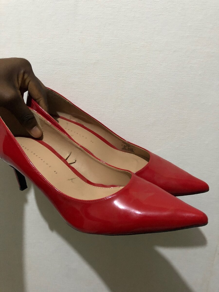 Zara red low heels