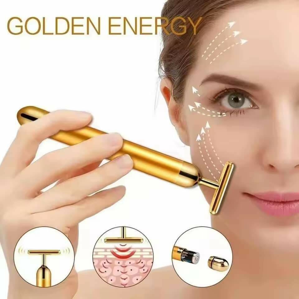 Masseur Facial vibrant à rouleau en or 24K, amincissant, bea