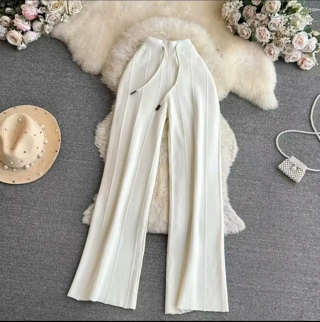 Pantalon large blanc chic