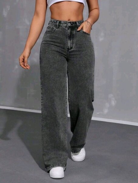 Jean taille haute évasé femme