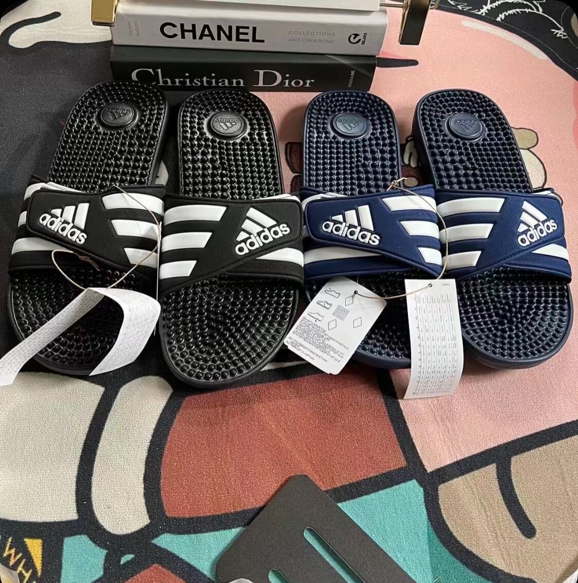 Massaging Adidas slides