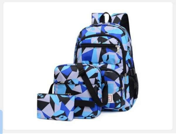 Ensemble sac à dos bleu géométrique