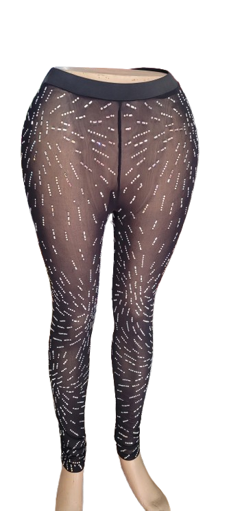 Leggings transparents à strass