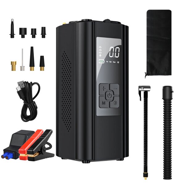 Cordless Tire Inflator Air Compressor with Jump Start Cable