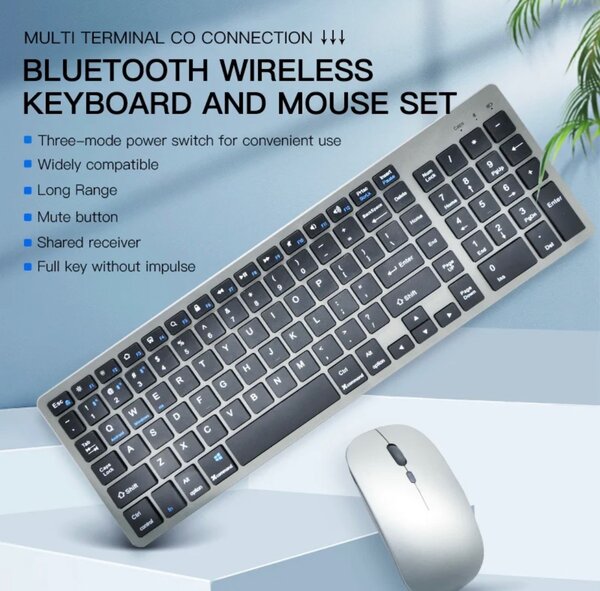 Clavier AZERTY ultra fin + Souris combinée, Rechargeable.