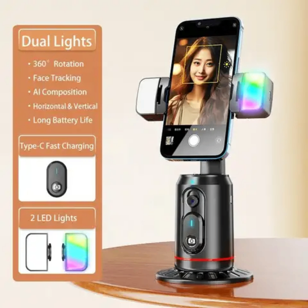 Trépied 360% suivie faciale automatique,support de téléphone