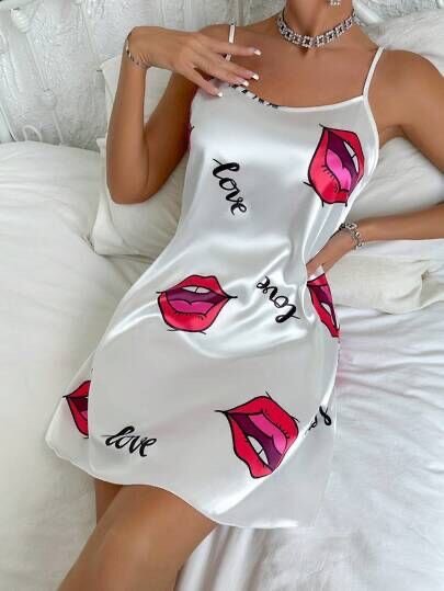 Nuisette satin imprimée glamour