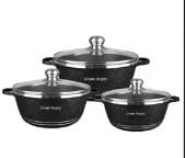 A set of black  cauldron