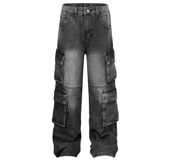Pantalon cargo ample noir