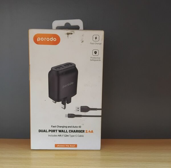 Porodo Dual USB-A Wall Charger 2.4A