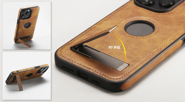 Coque en cuir avec support pour iPhone