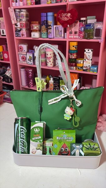 Ensemble cadeau sac vert