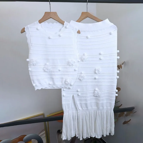 Robe et Haut Maille blanche