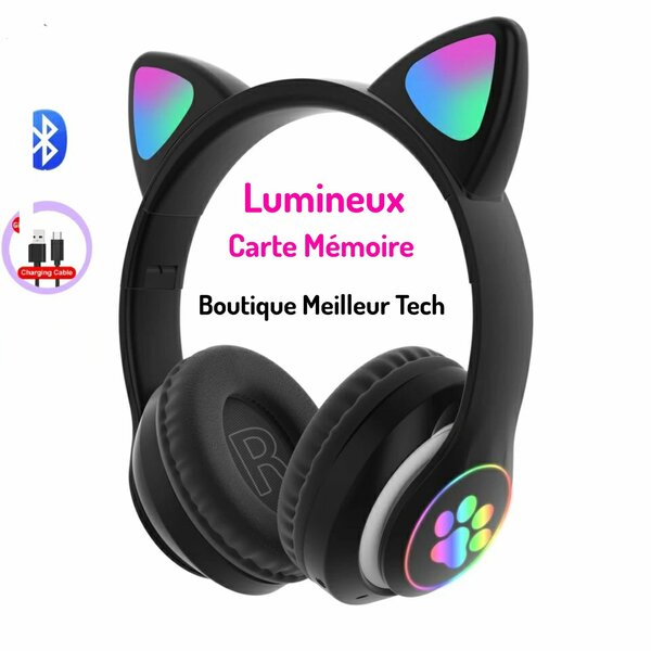 Casque bluetooth oreilles chat Fille Garçon STN28