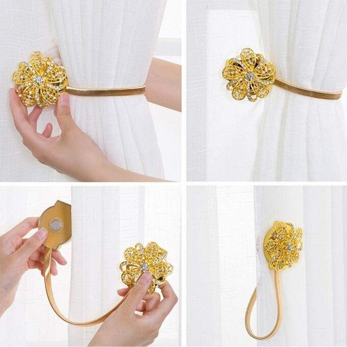 Attache Rideaux Magnetic Dorée