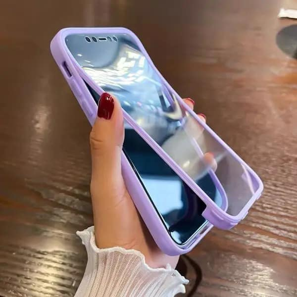 étui de téléphone transparent avec bande pourpre