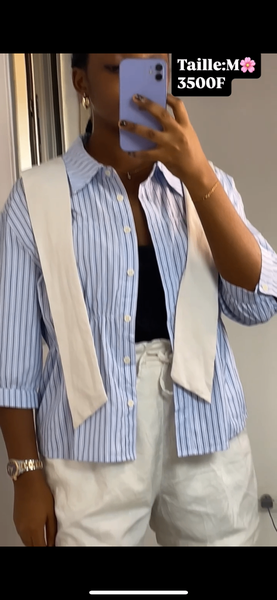 Chemise rayée bleu femme