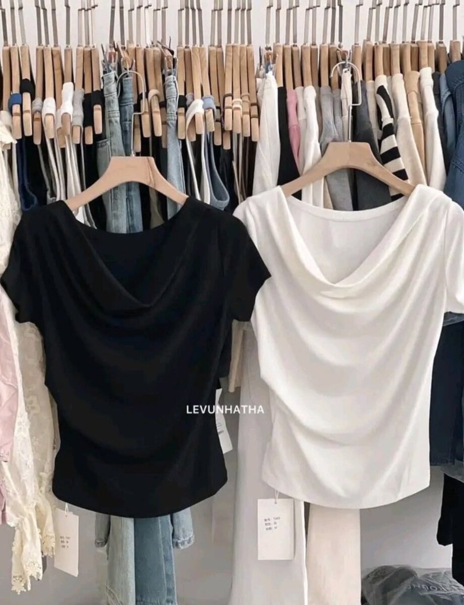 T-shirt encolure drapée femme