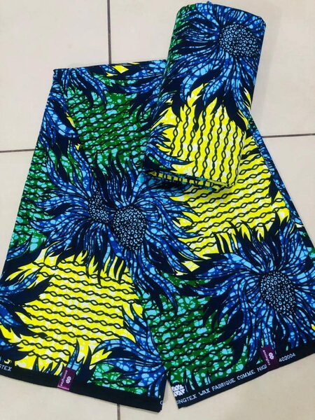 Tissu bleu jaune