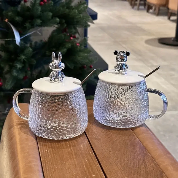 Glass mug with spoon