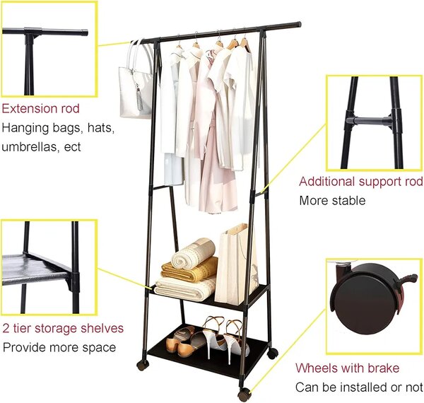 Portant vêtements avec étagères
