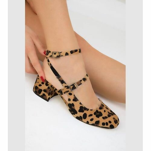 Soho Women's Fashion Ladies Leopard Patterned Block Heel Sho